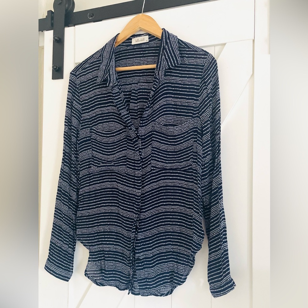 Bella Dahl long sleeve relaxed rayon hipster button down front - Picture 6 of 6